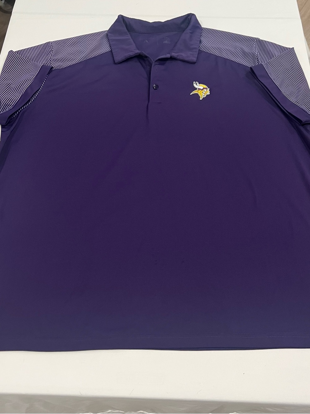Men's Minnesota Vikings Purple Polo with Striped Shoulder Panels and Team Patch